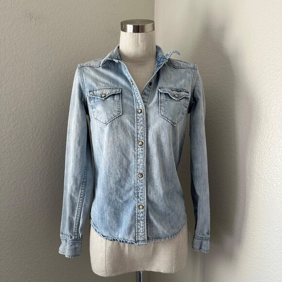 All Saints Tops - All Saints Ines Denim Button Up Shirt Coastal Cowgirl Blue Sz 0